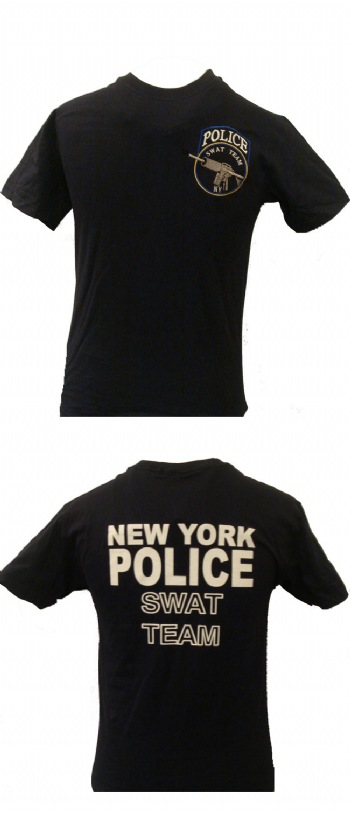 New York Police Swat team t-shirt - New York Police swat team logo embroidered on left chest. Printed back in white lettering