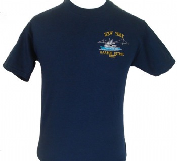 New York Police Harbor Patrol t-shirt - New York Police Harbor boat embroidered on left chest. Printed back