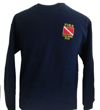 New York's Fire dept Scuba Marine rescue sweatshirt - Fire Scuba Marine rescue logo embroidered on left chest. New York Fire Scuba Marine Rescue in white printed on the back
