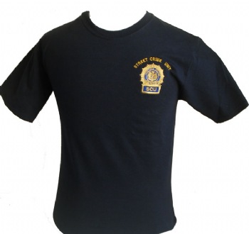 New York Police Street Crime Unit t-shirt - New York Police Street Crime Unit shield embroidered in gold on left chest. White printed lettering on back
