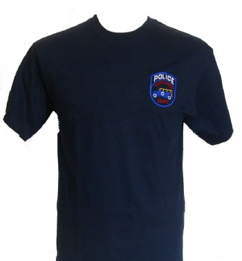 New York's Police Emergency Service Unit t-shirt - Police Emergency Squad logo embroidered on left chest. New York Police Emergency Service Unit printed in white lettering on back