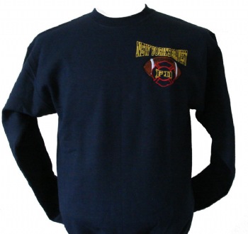 New York Bravest FD Football sweatshirt - New York FD insignia inside an embroidered football with "New York's Bravest" embroidered in gold