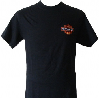 New York's  Firefighters t-shirt - New York Firefighters blazing in flames embroidered on left chest