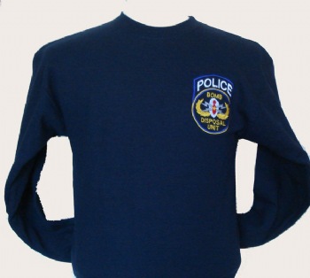 NY Police Bomb disposal unit sweatshirt - NY Police Bomb disposal unit patch embroidered on left chest. Printed back with white lettering "New York Police Bomb Disposal Unit"