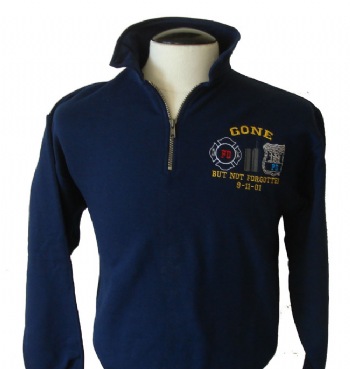 Gone But not forgotten 9/11 Memorial cadet sweatshirt - Our famous gone but not forgotten insignia embroidered on left chest. Featuring the twin towers, the PD and FD shields on either side, resembling the heroes on that day.  