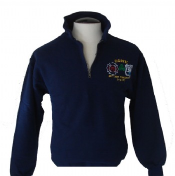 Irish Gone but not forgotten 9/11 Cadet sweatshirt - Our famous Gone but not forgotten insignia embroidered on left chest. This design pays homage to the Irish, with the green clover in the center of the PD and FD shields.