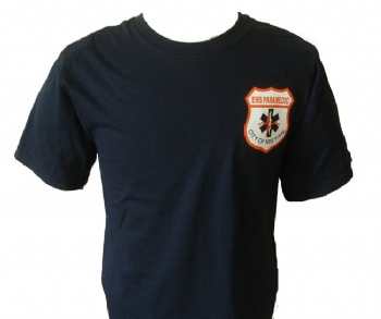 New York City Paramedic Ems t-shirt - EMS Paramedic shield on left chest. Open EMS lettering on back