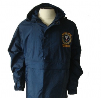 New York's Highway Patrol Presidential Motorcade anorak - Brand new item! Anorak style hooded pullover, windbreaker style. Has pull tabs at the hood and bottom hem of jacket. Also has two side pockets, and one zippered compartment on the front (zipper is hidden)