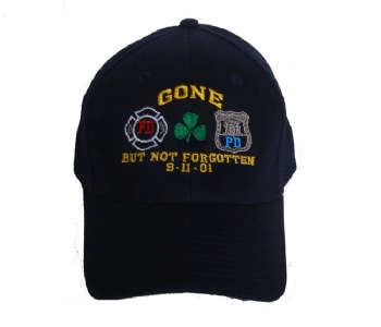 IRISH Gone But not Forgotten PD/FD 9/11 cap - Our famous gone but not forgotten 9/11 Memorial insignia with an Irish twist. Ajustable back closure