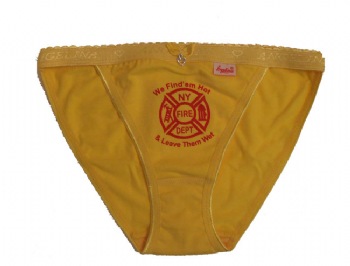 New York's Fire Dept. panty - Our original we find em hot and leave them wet design .  Assorted colors