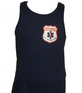 New York's Fire Dept. EMS tank top - Printed logo on left chest with EMS open lettering on the back