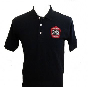 "343 Gone" Memorial Golf shirt - Honoring and remembering the 343 firefighter heroes that sacrificed their lives on 9/11. Our exclusive design embroidered on left chest